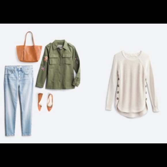 Rowca Side Button Cotton Blend Pullover 